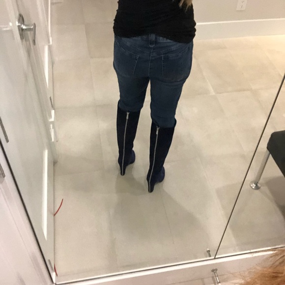 Vince Camuto knee blue suede back zipper sz 37 - Picture 3 of 11